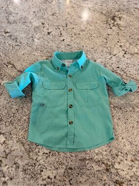 Prodoh Kids Toddler Turquoise Button-Up Shirt Swim Shirt SPF